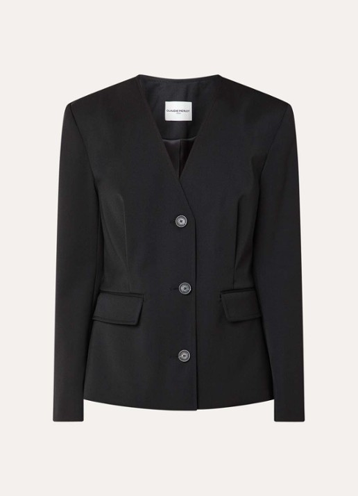 Claudie Pierlot Blazer in wolblend met klepzakken - voorkant 3 zwart