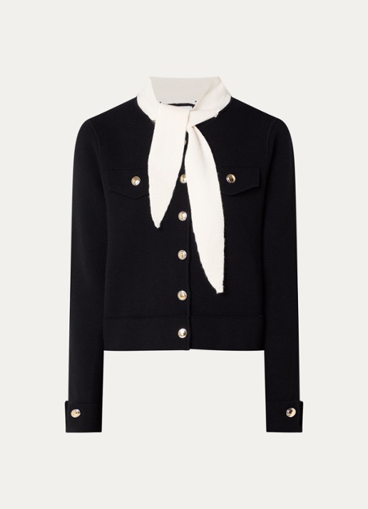 Claudie Pierlot Blazer in wolblend met sjaalkraag - voorkant zwart