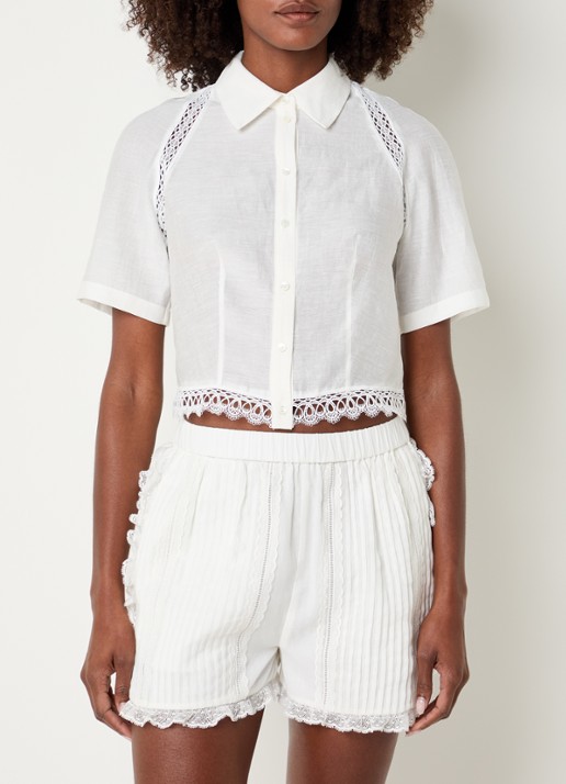 Claudie Pierlot Blouse in linnenblend met broderie