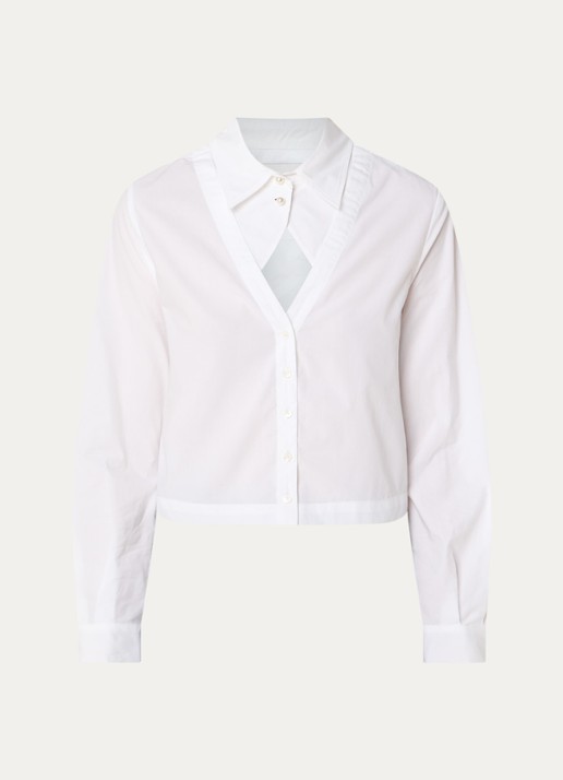 Claudie Pierlot Blouse met cut-out detail en imitatieparels - voorkant 3 wit
