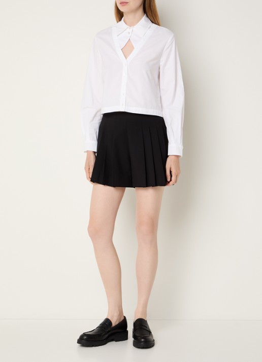 Claudie Pierlot Blouse met cut-out detail en imitatieparels - voorkant 4 wit