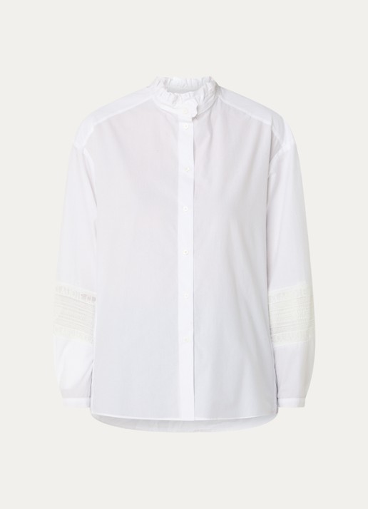 Claudie Pierlot Blouse met opengewerkt detail en logoborduring - voorkant 2 wit