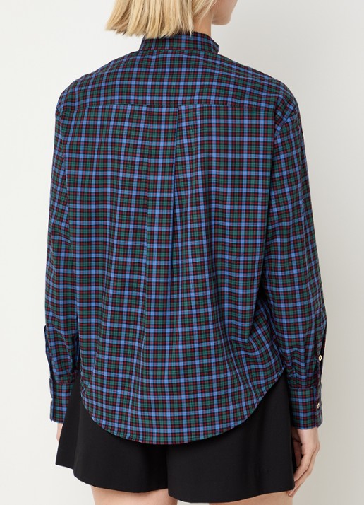 Claudie Pierlot Blouse met ruitdessin en sjaalkraag - achterkant 2 groen