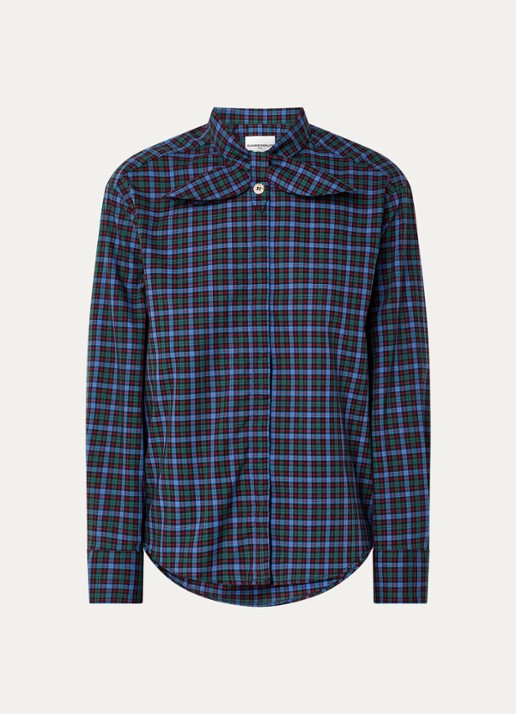 Claudie Pierlot Blouse met ruitdessin en sjaalkraag - voorkant 3 groen