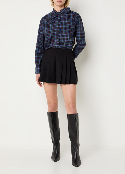 Claudie Pierlot Blouse met ruitdessin en sjaalkraag - voorkant 4 groen