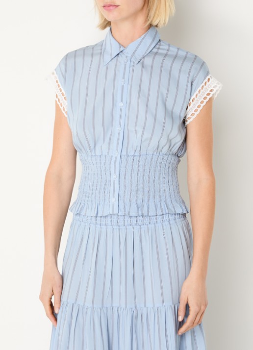Claudie Pierlot Blouse met streepprint en smockwerk