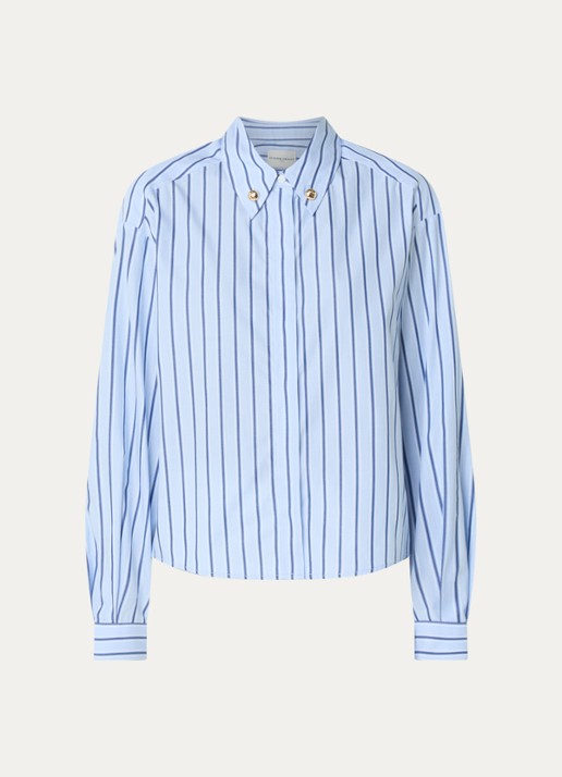 Claudie Pierlot Blouse met streepprint - voorkant 2 donkerblauw