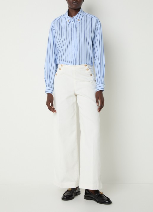 Claudie Pierlot Blouse met streepprint - voorkant 3 donkerblauw