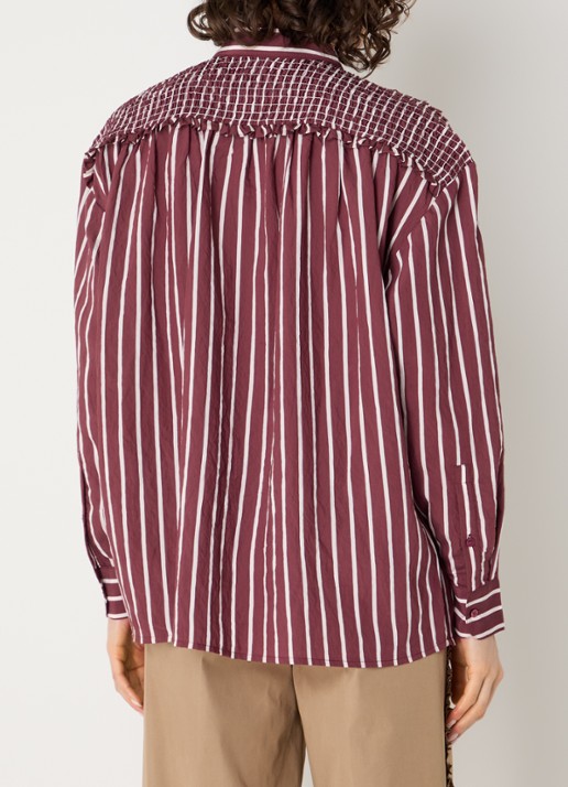 Claudie Pierlot Blouse met streepprint - achterkant 3 bordeauxrood