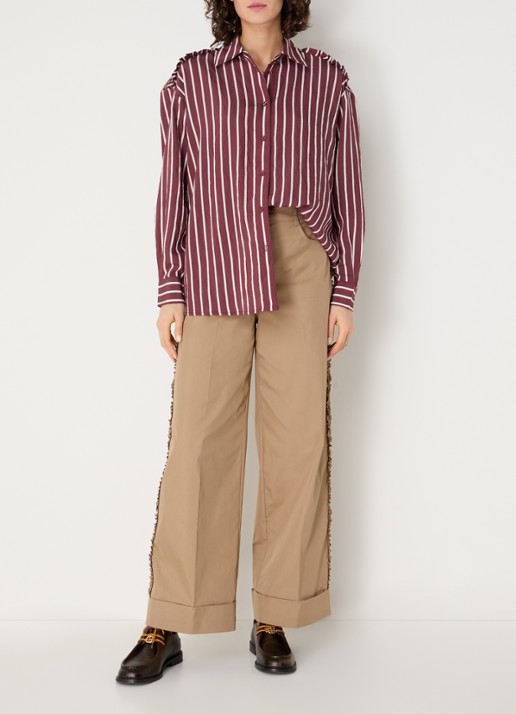 Claudie Pierlot Blouse met streepprint - voorkant 2 bordeauxrood