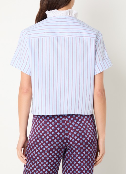 Claudie Pierlot Blouse met streepprint - achterkant blauwgrijs