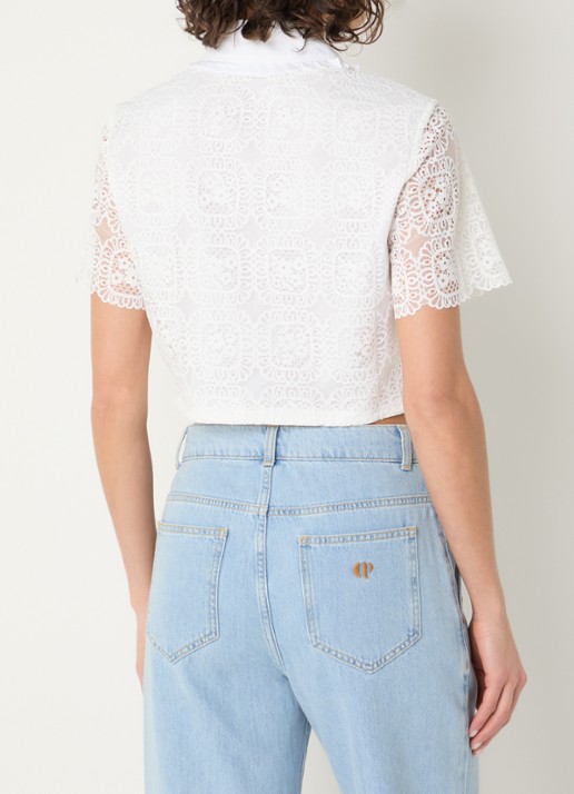 Claudie Pierlot Blouse van broderie - achterkant wit
