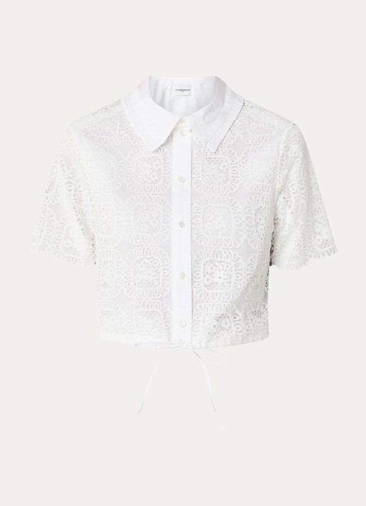 Claudie Pierlot Blouse van broderie - voorkant 3 wit