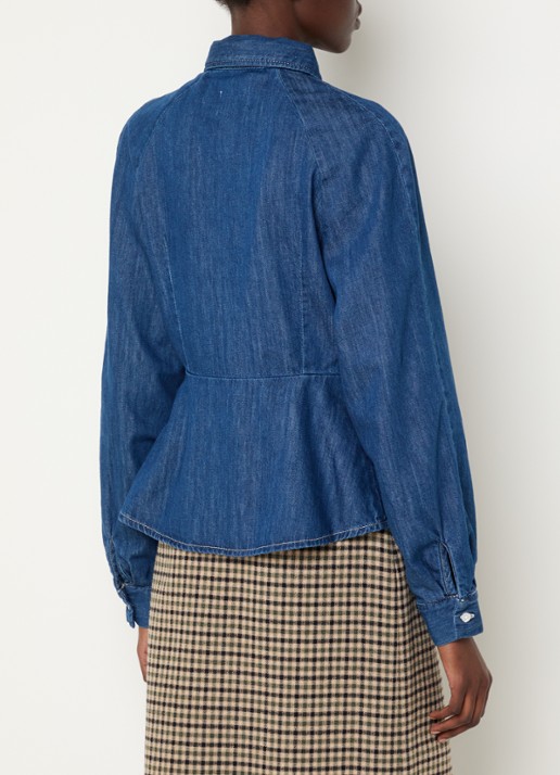 Claudie Pierlot Blouse van denim met peplum - achterkant 2 blauw