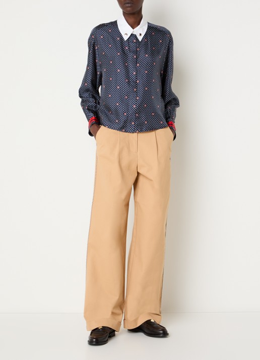 Claudie Pierlot Blouse van zijde met print - voorkant 2 blauw