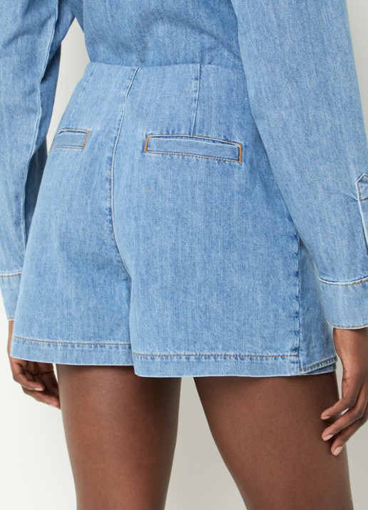 Claudie Pierlot Broekrok van denim - achterkant 2 lichtblauw