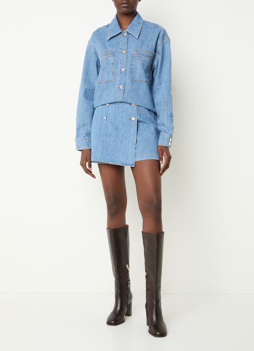 Claudie Pierlot Broekrok van denim - voorkant 4 lichtblauw