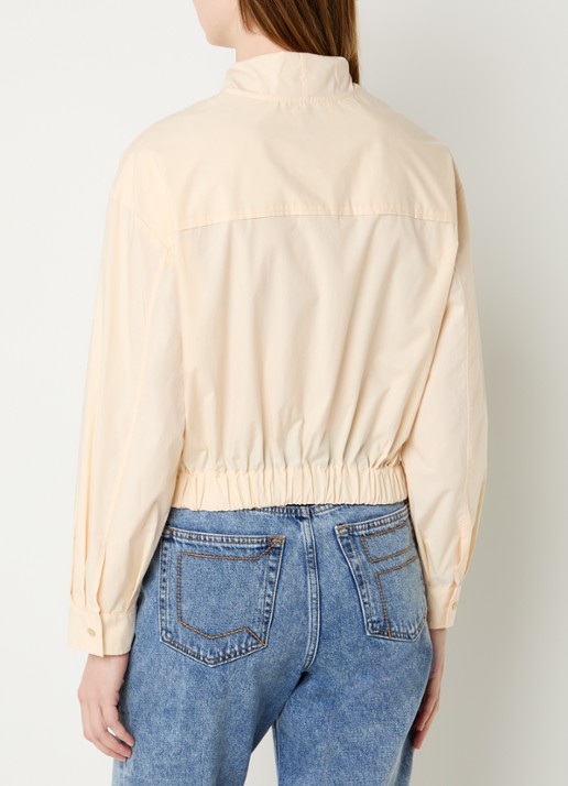 Claudie Pierlot Cally cropped blouse met sjaalkraag - achterkant 3 vanillegeel