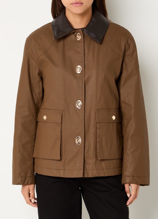 Claudie Pierlot Carlita gewatteerde jack met details van leer - detail 2 bruin