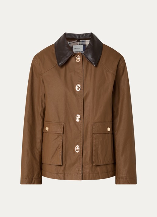 Claudie Pierlot Carlita gewatteerde jack met details van leer - voorkant 3 bruin