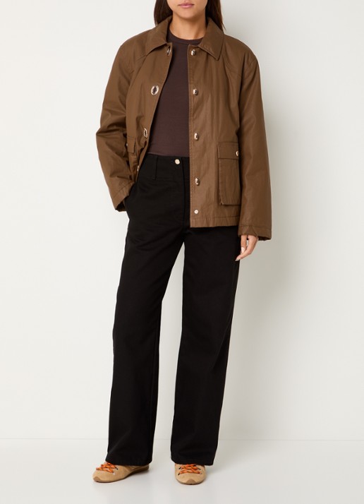Claudie Pierlot Carlita gewatteerde jack met details van leer - voorkant 4 bruin