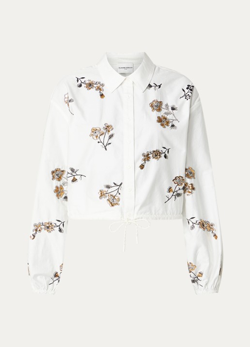 Claudie Pierlot Carole blouse met pailletten - voorkant 2 wit