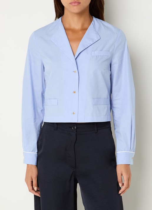 Claudie Pierlot Cassandre blouse met V-hals - detail 3 blauwgrijs