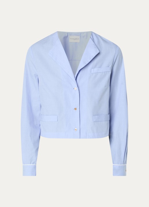 Claudie Pierlot Cassandre blouse met V-hals - voorkant blauwgrijs