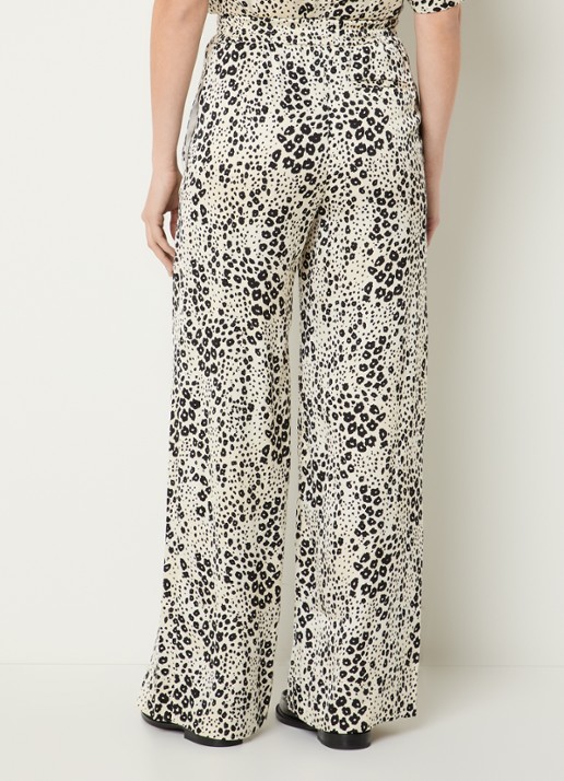 Claudie Pierlot Clair high waist loose fit pantalon met print - achterkant 2 creme