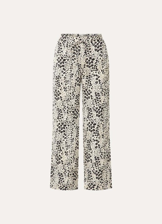 Claudie Pierlot Clair high waist loose fit pantalon met print - voorkant 3 creme