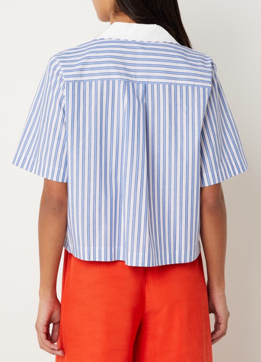 Claudie Pierlot Claire blouse met borduring - achterkant 2 blauw