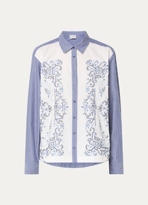 Claudie Pierlot Clarina blouse met borduring - voorkant 2 blauw