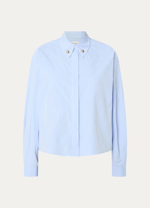 Claudie Pierlot Clemence blouse van katoen - voorkant 2 lichtblauw