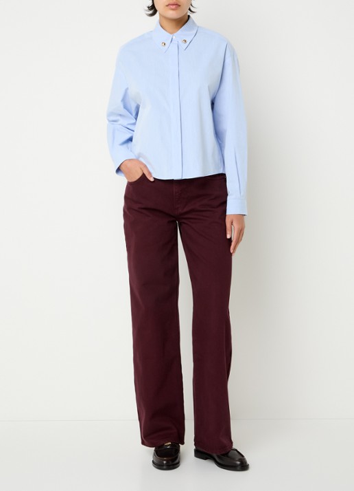 Claudie Pierlot Clemence blouse van katoen - voorkant 3 lichtblauw