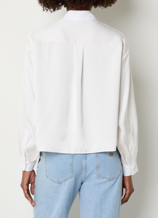 Claudie Pierlot Clemence blouse van satijn - achterkant gebroken wit