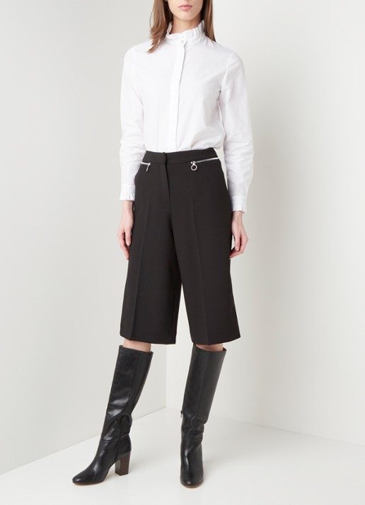 Claudie Pierlot Colombineter blouse met stippendessin en ruches - voorkant 4 wit