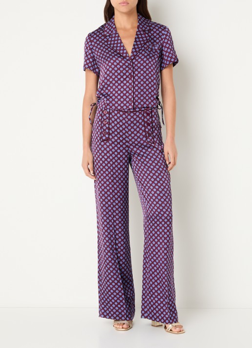 Claudie Pierlot Cropped blouse met print - voorkant 3 aubergine