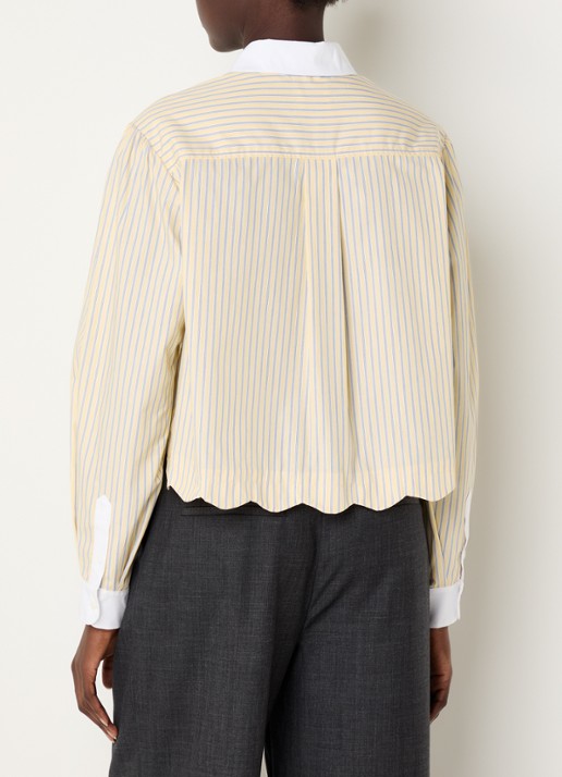Claudie Pierlot Cropped blouse met streepprint - achterkant vanillegeel