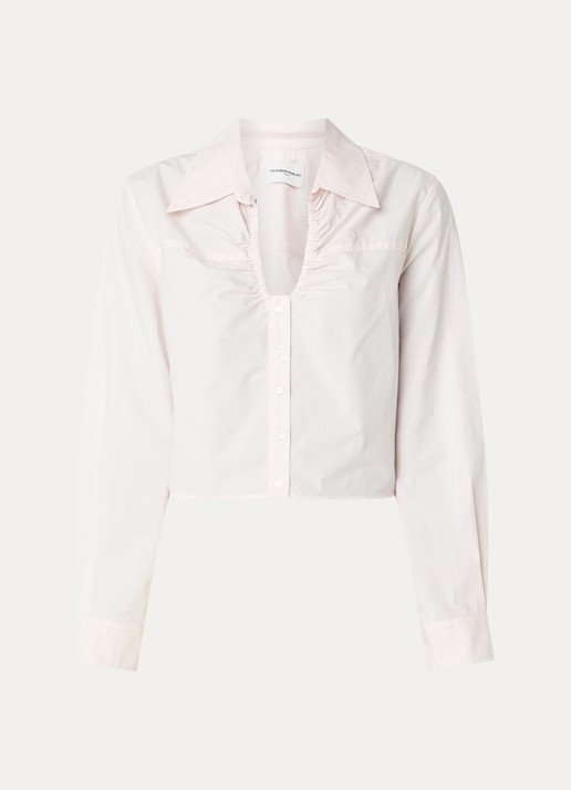 Claudie Pierlot Cropped blouse met V-hals - voorkant 3 lichtroze