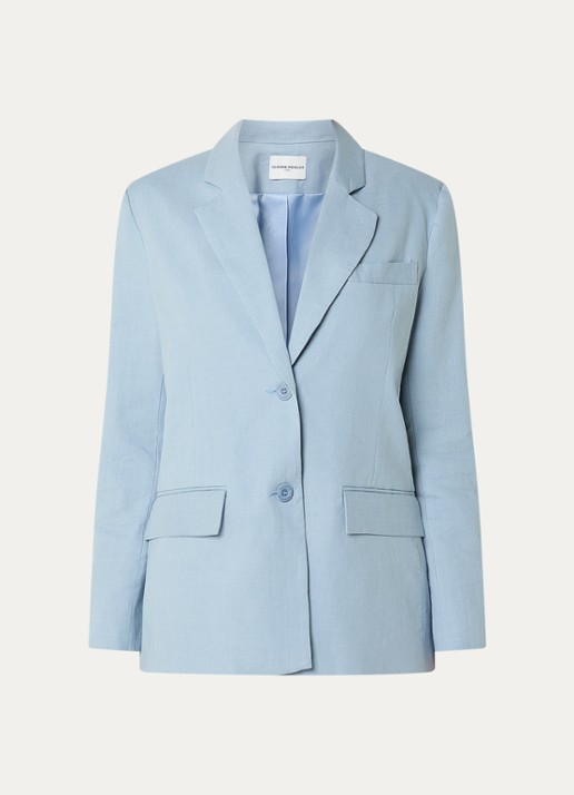 Claudie Pierlot Cropped gilet in linnenblend - voorkant lichtblauw