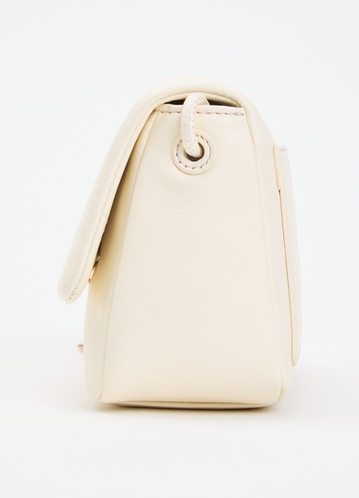 Claudie Pierlot Crossbodytas van lamsleer met logo  - detail 4 ivoor