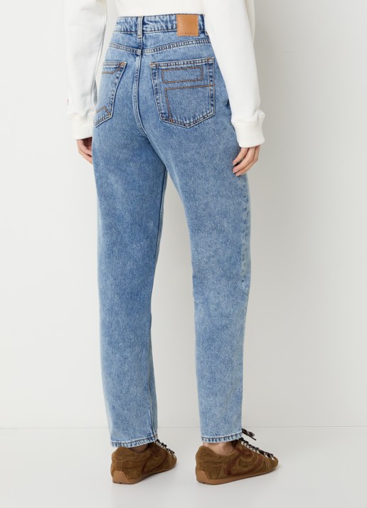 Claudie Pierlot Daria high waist straight leg jeans met medium wassing - achterkant 5 indigo