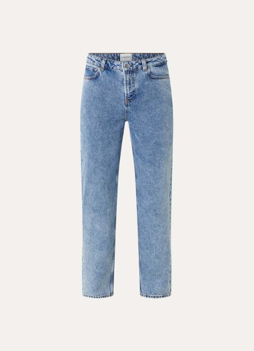Claudie Pierlot Daria high waist straight leg jeans met medium wassing - voorkant indigo