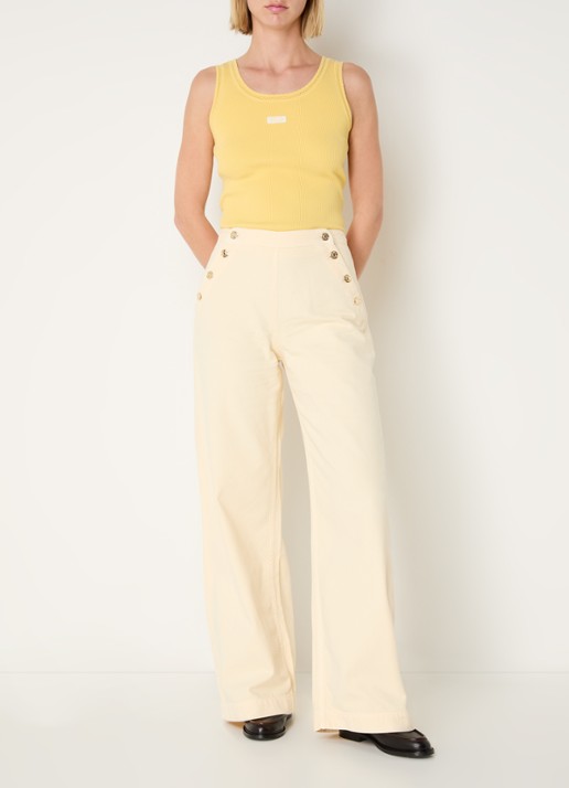 Claudie Pierlot Denise high waist straight leg jeans met gekleurde wassing - voorkant 2 lichtgeel
