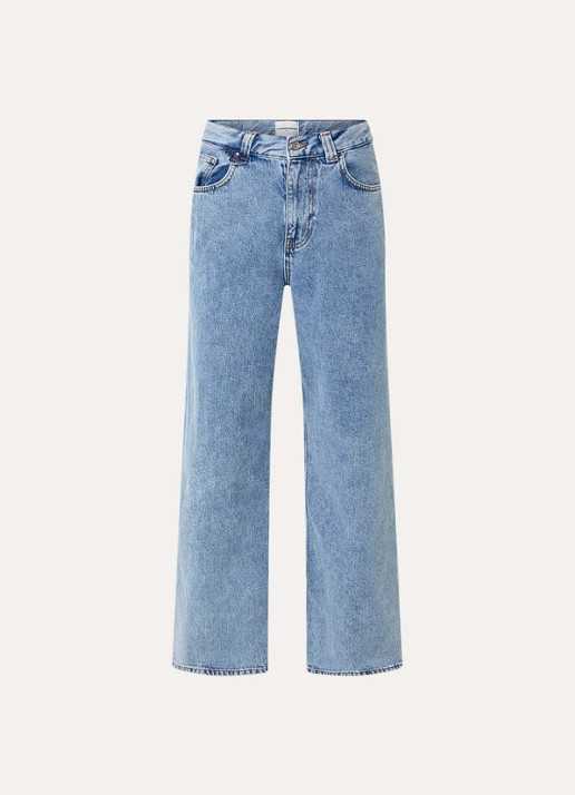 Claudie Pierlot Diane high waist straight leg jeans met lichte wassing - voorkant indigo