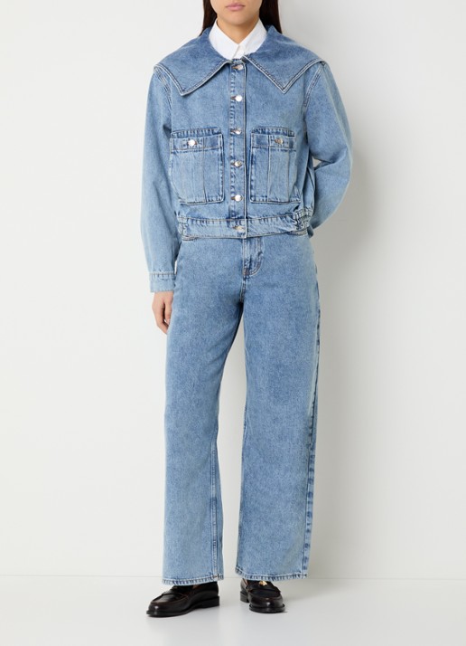 Claudie Pierlot Diane high waist straight leg jeans met lichte wassing - voorkant 2 indigo