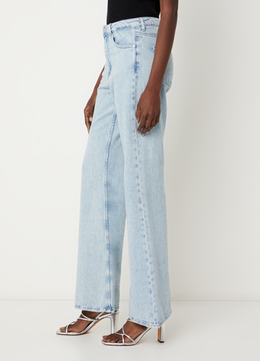 Claudie Pierlot Doriane high waist wide leg jeans met lichte wassing en steekzakken - detail 5 lichtblauw