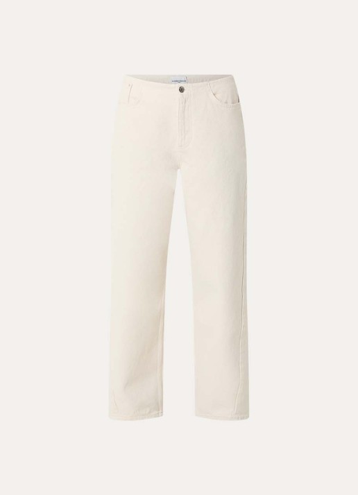 Claudie Pierlot Doris high waist straight leg jeans met gekleurde wassing - voorkant 2 creme