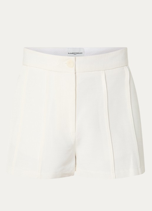 Claudie Pierlot Ellosbis high waist straight fit korte broek met steekzakken - voorkant gebroken wit