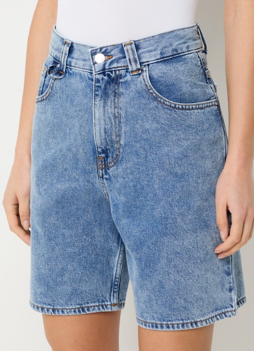 Claudie Pierlot Elona high waist loose fit korte broek met medium wassing